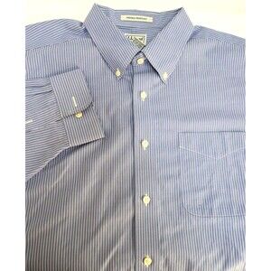 L.L.Bean wrinkle-resistant 100% cotton blue striped shirt,size 18–34